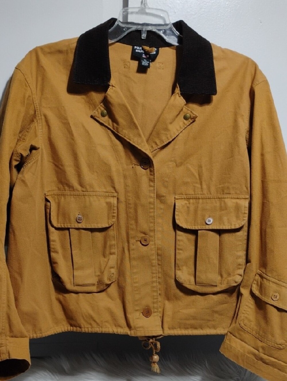 (C-63) SALE! Polo by Ralph Lauren Cropped Utility Jacket W Corduroy Collar - Picture 3 of 7